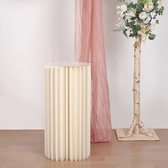 32″ Ivory Folding DIY Accordion Pillar Cardboard Display Stand Pedestal Box