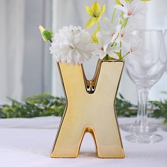 GOLD 6″ Ceramic X Symbol Flower VASE Table Centerpiece Party Events Decorations
