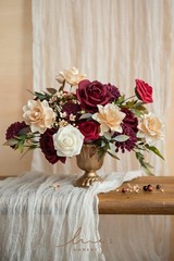 Ling’s Moment Artificial Flowers Fake Silk Roses Faux Dahlia Foam Gardenia Co…