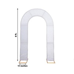 8ft SILVER Shimmer Fitted Spandex Open Arch Double Sided Backdrop STAND COVER
