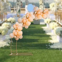 6.5ft Gold Metal Crescent Moon Wedding Arch Stand, Curved Flower Balloon Frame