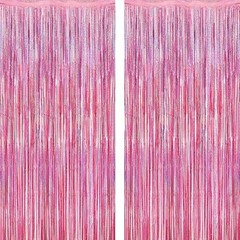 2 Pack Glitter Pink Backdrop, 3.28 FT x 7.05 FT Birthday Party Decorations,