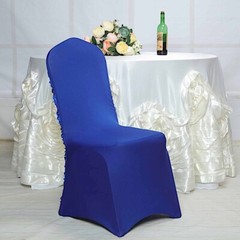 Royal Blue Satin Rosette SPANDEX Stretchable Banquet CHAIR COVER Wedding
