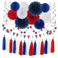 Fourth-4th of July Memorial-Day Party-Decorations – 31pcs Red Blue White Red