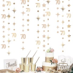 Champagne Gold 70th Birthday Decorations Number 70 Circle Dot Star Garland Me…