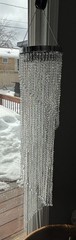SPIRAL ACRYLIC CRYSTAL CHANDELIER 46” Beaded Preowned Wedding Decor Girl Room