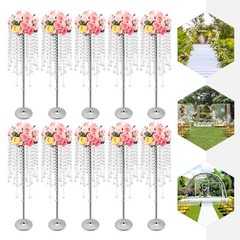 10pc Crystal Silver Flower Stand 75cm Large Flower Stand Wedding Decor