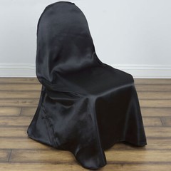 10 Black Satin UNIVERSAL CHAIR COVERS Party Wedding Brunch Slipcover Decorations