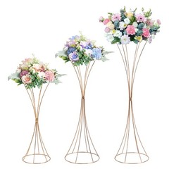 3Pcs Hourglass Wedding Flower Stand – Gold, Different Sizes, Table Centerpieces