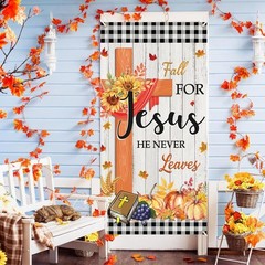 Large Fall Party Door Cover Banner for Jesus – Pumpkin Backdrop Sign, Thanksg…