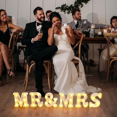 JUSTOTRY 6 Mr Mrs LED Light Up Letters Warm White Wedding Table Decor