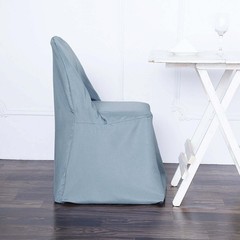 100 Dusty Blue POLYESTER Folding Flat CHAIR COVERS Event Banquet Party