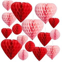 PCS Valentines Day Decor, Red Pink Heart Valentines Party Decorations Pom 16