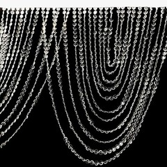 2 CLEAR Acrylic Crystal Beaded CURTAIN Valance Fabric Top Rod Pocket Party Event