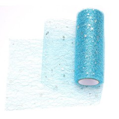 Moon & Star Tulle Rolls Fabric, 6″ x 10 Yard Nylon Tulle Ribbon, Blue