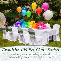 100 Pcs Spandex Chair Sashes Bows Bands Slider Sashes for Chair Moss Green