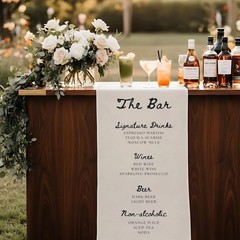 Boho Wedding Drinks Menu Fabric Sign Mobile Bar Table Banner