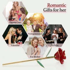Gold Dipped Rose 24k Red Gold Plated Rose – Everlasting Long Stem Real Rose E…