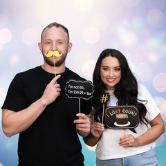 60th Birthday Photo Booth Props – 31-pc Selfie Props with 8 x 10-Inch Sign, 4…