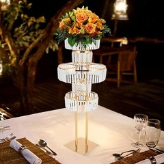 Wedding Gold Vases Centerpieces Luxurious Crystal Flower Stand 5 Tier