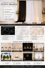 115″ x 120″ Black Chiffon Curtains Drapes Panel for Event Decor Backdrop Draping