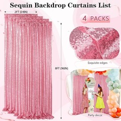 Backdrop Curtain Drapes 4 Pieces 2FTx8FT Blush Pink Wedding Backdrop Bridal
