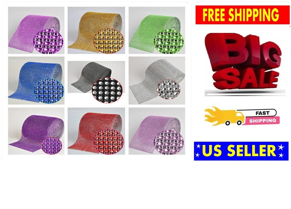 Diamond Rhinestone Ribbon Mesh Wrap Sheet Wedding Party Floral Decorations