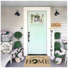 Welcome Mats for Front Door Farmhouse Home Door Mat Rustic Quote Wreath Doorm…