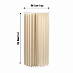 32″ Ivory Folding DIY Accordion Pillar Cardboard Display Stand Pedestal Box