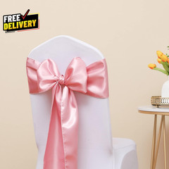 50 Pack Dusty Pink Chair Sashes Satin Bows for Wedding Party Decor Ribbons