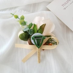 Champagne Color Rose Wrist Corsage and Boutonniere Set Artificial Corsage Wri…