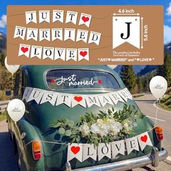 Luxury Just Married Car Decoration Kit –Artificial Flower Hood , Just Married