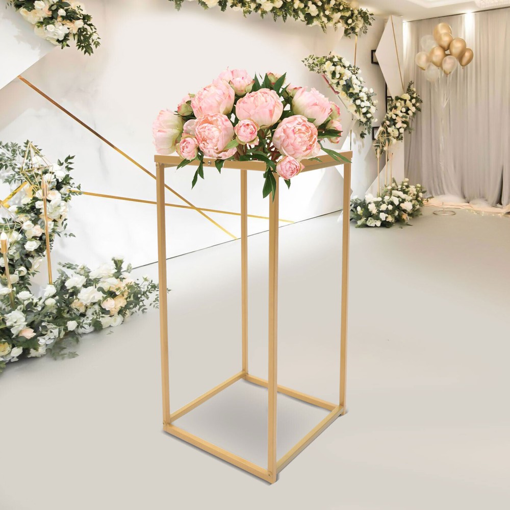 10pcs 24″ tall Matte Gold Geometric Metal Stands Wedding Flower Vase Holders