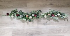 Burgundy Peach Arch Wedding Decor Table Runner Gray Sola Wood Flower Garland