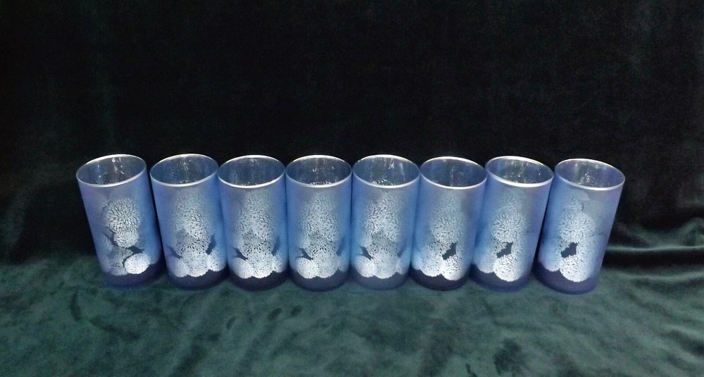 Wedding Decor- Vase / Candle Holder – Frosted Floral Periwinkle Blue