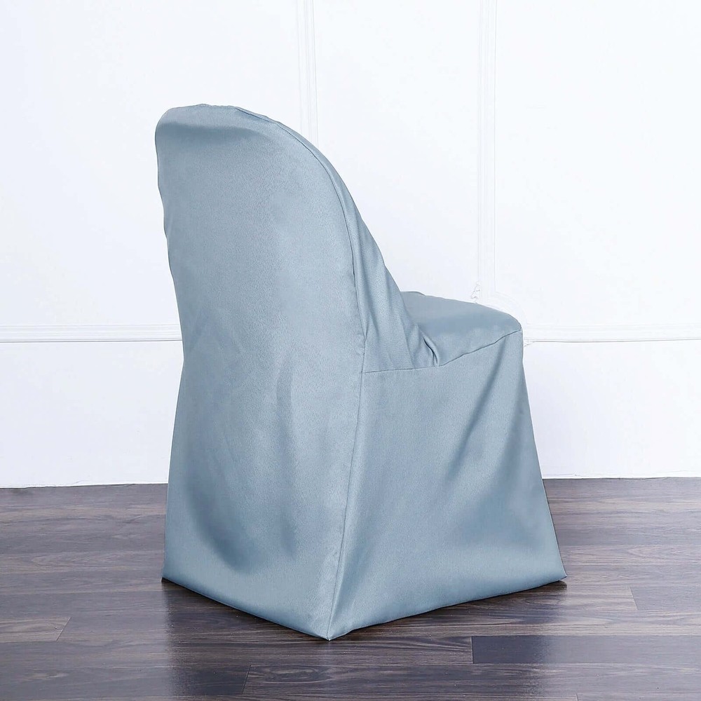 100 Dusty Blue POLYESTER Folding Flat CHAIR COVERS Event Banquet Party