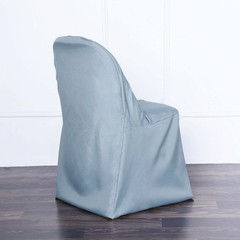 100 Dusty Blue POLYESTER Folding Flat CHAIR COVERS Event Banquet Party