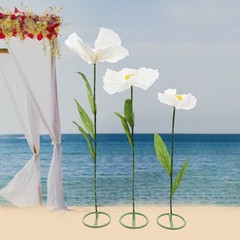 3 Pcs White Artificial Flower For Wedding Decoration , Birthday Party Banquet