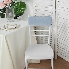 10 Dusty Blue Spandex CHAIR SASHES with Silver Round Buckles Wedding