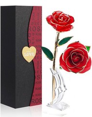 Gold Dipped Rose 24k Red Gold Plated Rose – Everlasting Long Stem Real Rose E…