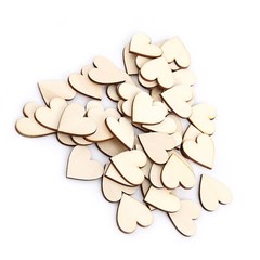 Heart Shape Wood Embellishment For Weddings Plaques Ornament(30mm 50pcs)♡