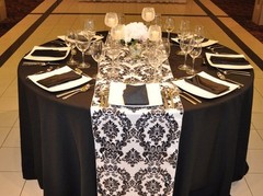 25 Pack 12″ x 108″ Flocking Damask Taffeta Table Runner
