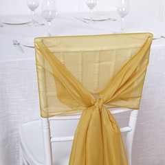 5 Mustard Yellow Premium Chiffon Wide CHAIR SASHES Wedding Reception Decorations