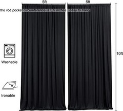 10 feet x 10 feet IFR Polyester Backdrop Drapes 60″W x 120″L (Pack of 2) Black