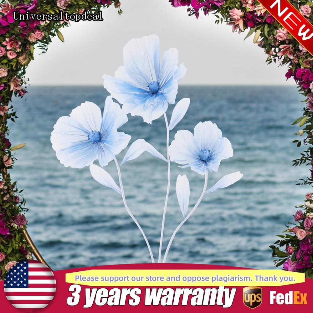 3-Head Wedding Artificial Flower Gradient Blue Wedding Decor Artificial Flower