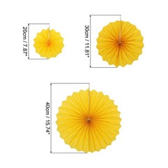 12Pcs Hanging Paper Fans Party Set Decoration for Home Birthday Wedding Yellow