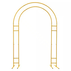86.7 In. X 59.1 In. Gold Metal Double Tube Wedding Arch Backdrop Decoration Stan