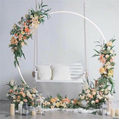Metal Round Wedding Backdrop Stand Free Standing Falling Curtain Arch Venue Deco