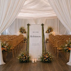Custom Fabric Welcome Banner Cotton Linen Wedding Backdrop