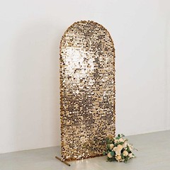 6 ft GOLD Big Payette Sequin Fitted Round Top Wedding Arch STAND COVER Party